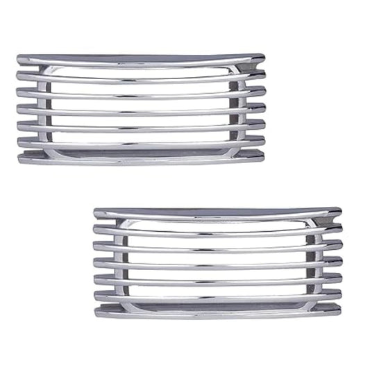 Generic Set Of 2 Stylish Car Side Lamp/Indicator Rim Sticker Grill/Jali Type Chrome Finishing Silver Cover Auto Car Exterior Accessories (Multicolor)
