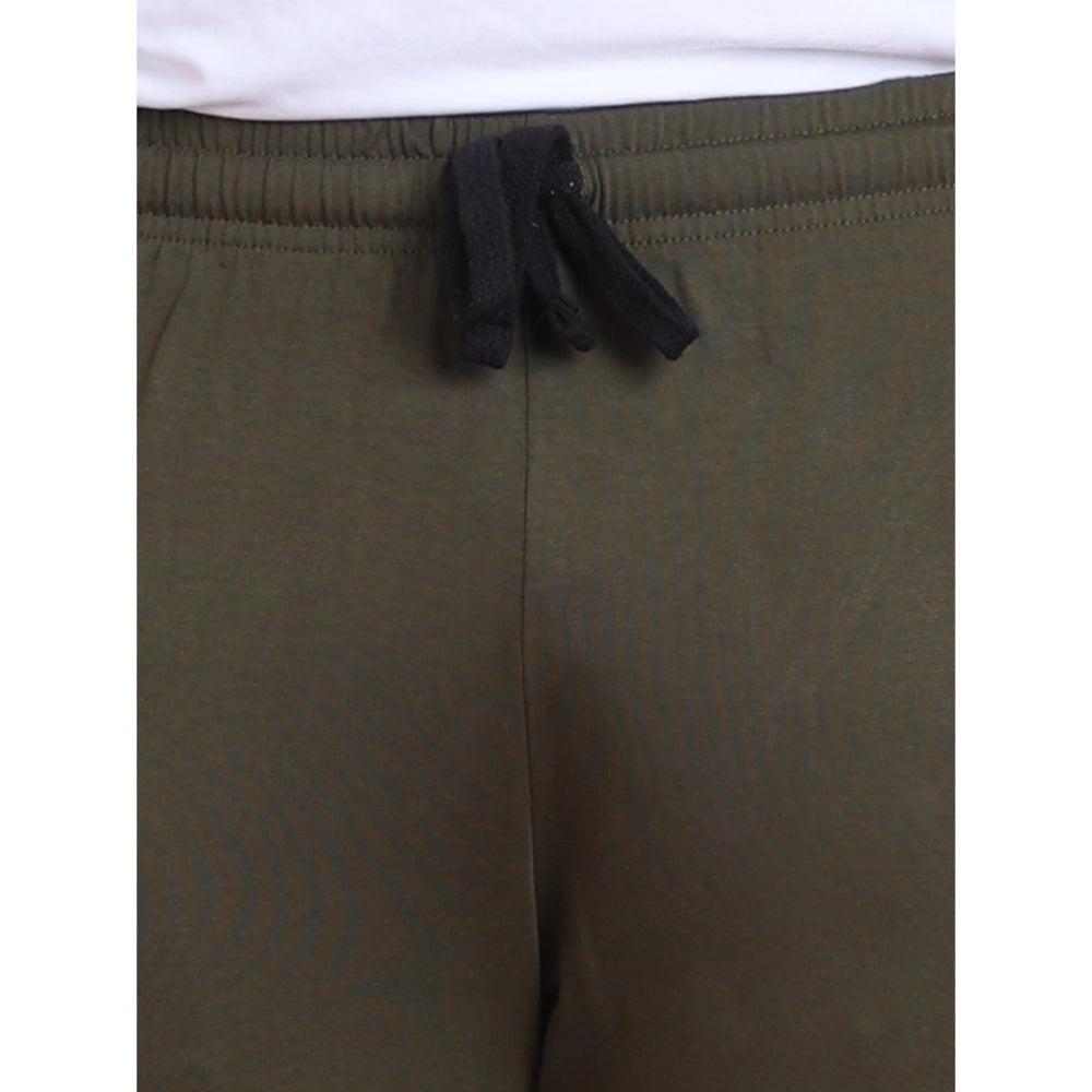 Generic Men's Casual Cotton Striped Full Length Track Pant (olive)