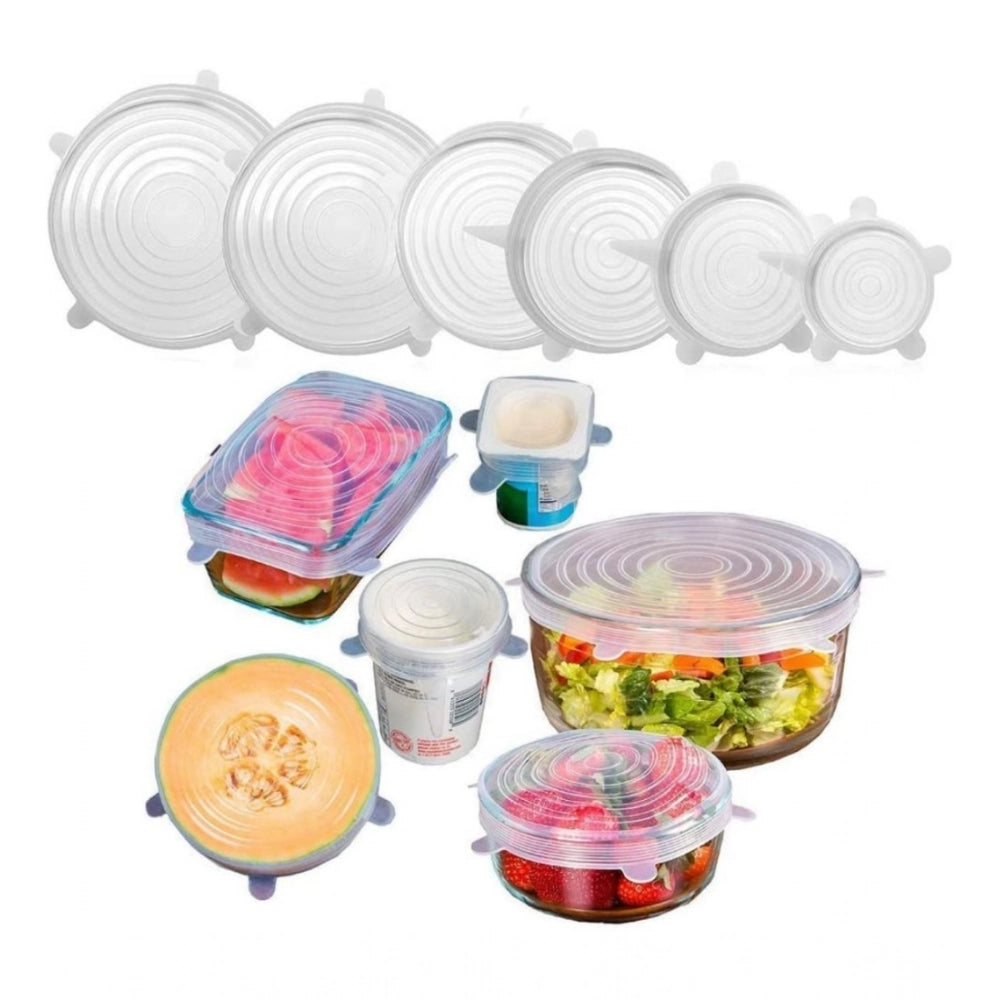 Generic Pack Of 2_Silicone Lids – Reusable Stretchable Covers for Bowls And Containers (Color: Assorted )