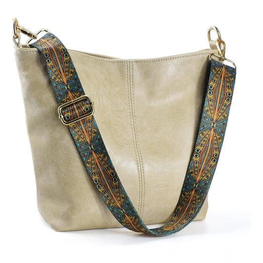 Generic Women's PU Leather Zipper Handbag (Beige)